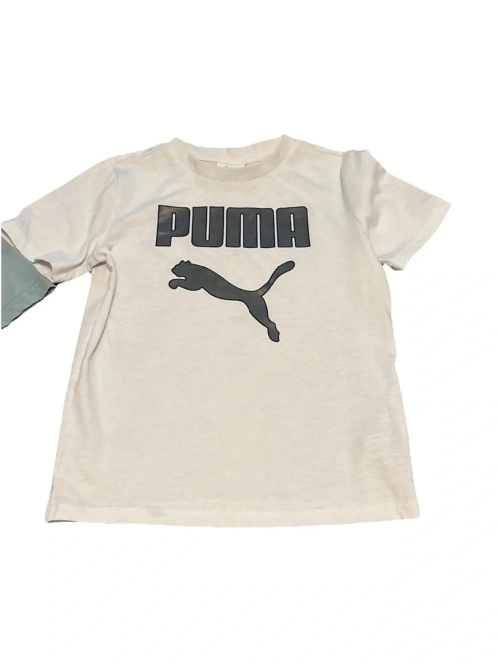 (2) PUMA boys T-shirts & Athletic Shorts Sets Big Logo Sage White Black Size 7 - Picture 6 of 16